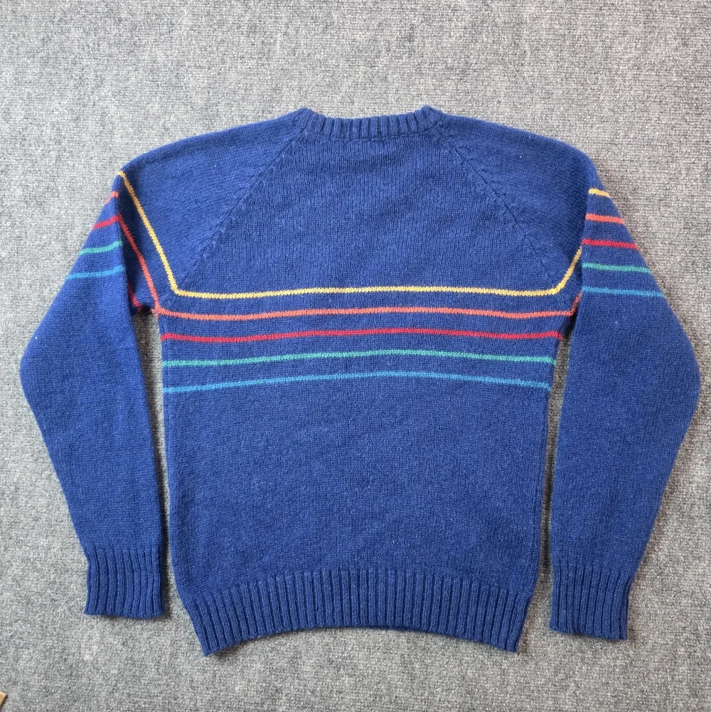 VTG 🌈 Wool Rainbow Stripe Grandpa Sweater M - Picture 2 of 8